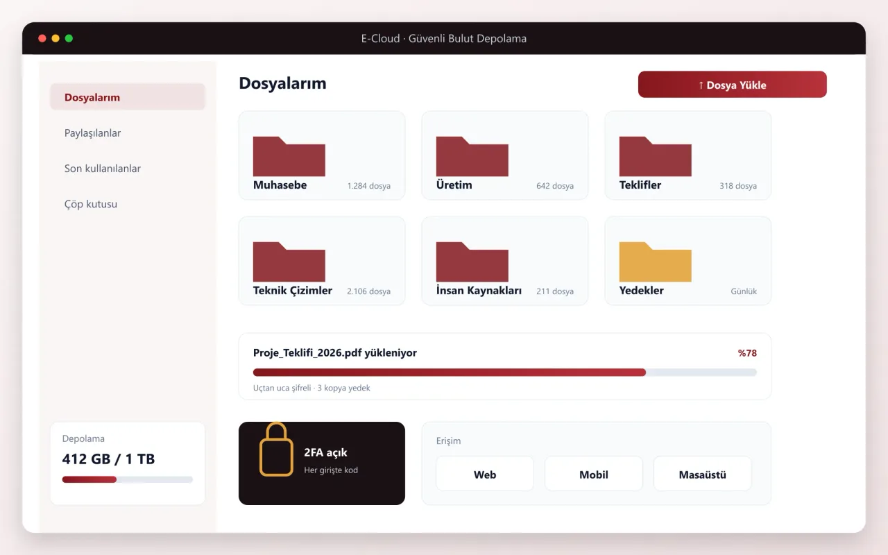 E-Cloud: Verileriniz en yüksek güvenlik seviyesinde, her yerden erişilebilir